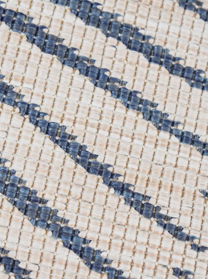 Tapis rond d'extérieur, kilim reversible LYN2 B ROND REVERSIBLE Bleu - Kiabi