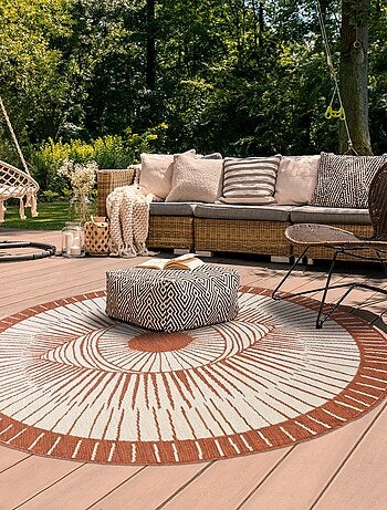 Tapis rond d'extérieur, kilim reversible LYN2 B ROND REVERSIBLE