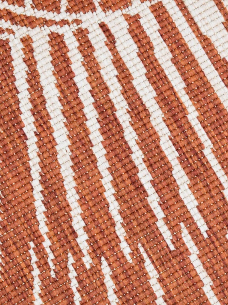 Tapis rond d'extérieur, kilim reversible LYN2 B ROND REVERSIBLE Marron - Kiabi