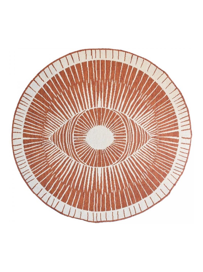 Tapis rond d'extérieur, kilim reversible LYN2 B ROND REVERSIBLE Marron - Kiabi