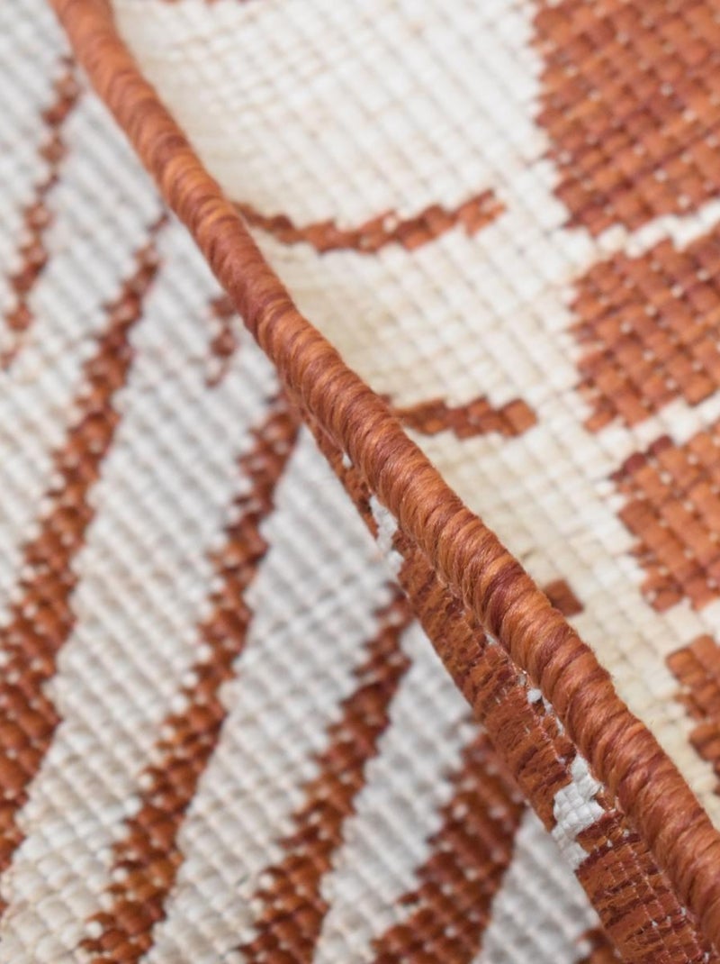 Tapis rond d'extérieur, kilim reversible LYN2 B ROND REVERSIBLE Marron - Kiabi