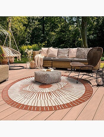 Tapis rond d'extérieur, kilim reversible LYN2 B ROND REVERSIBLE