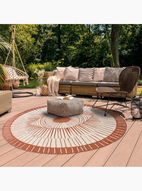 Tapis rond d'extérieur, kilim reversible LYN2 B ROND REVERSIBLE - Kiabi