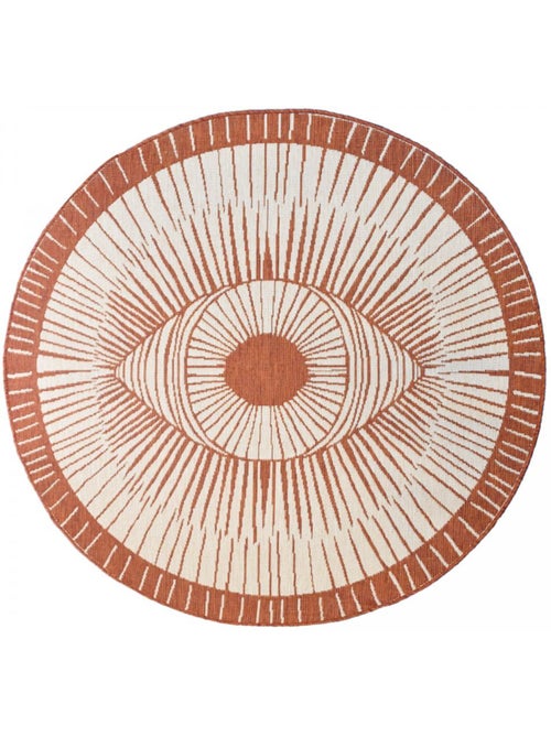 Tapis rond d'extérieur, kilim reversible LYN2 B ROND REVERSIBLE - Kiabi