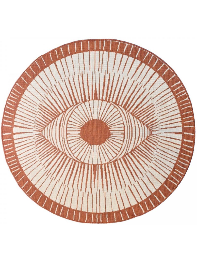 Tapis rond d'extérieur, kilim reversible LYN2 B ROND REVERSIBLE Orange - Kiabi