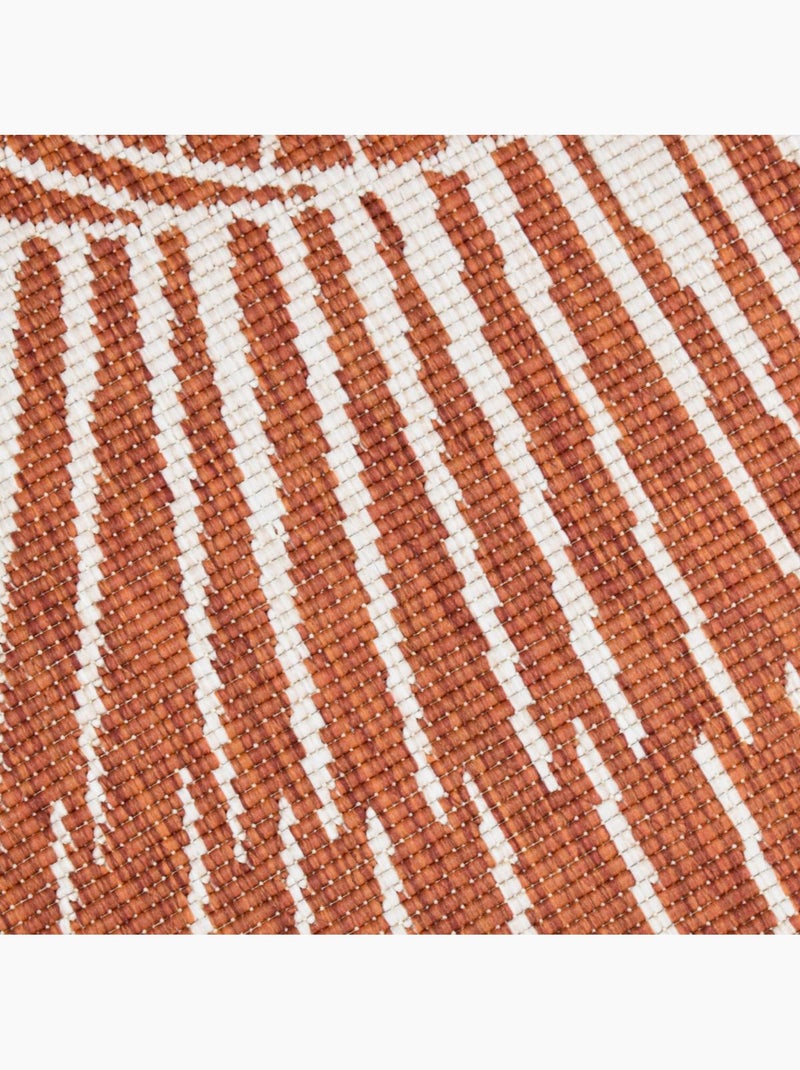 Tapis rond d'extérieur, kilim reversible LYN2 B ROND REVERSIBLE Orange - Kiabi