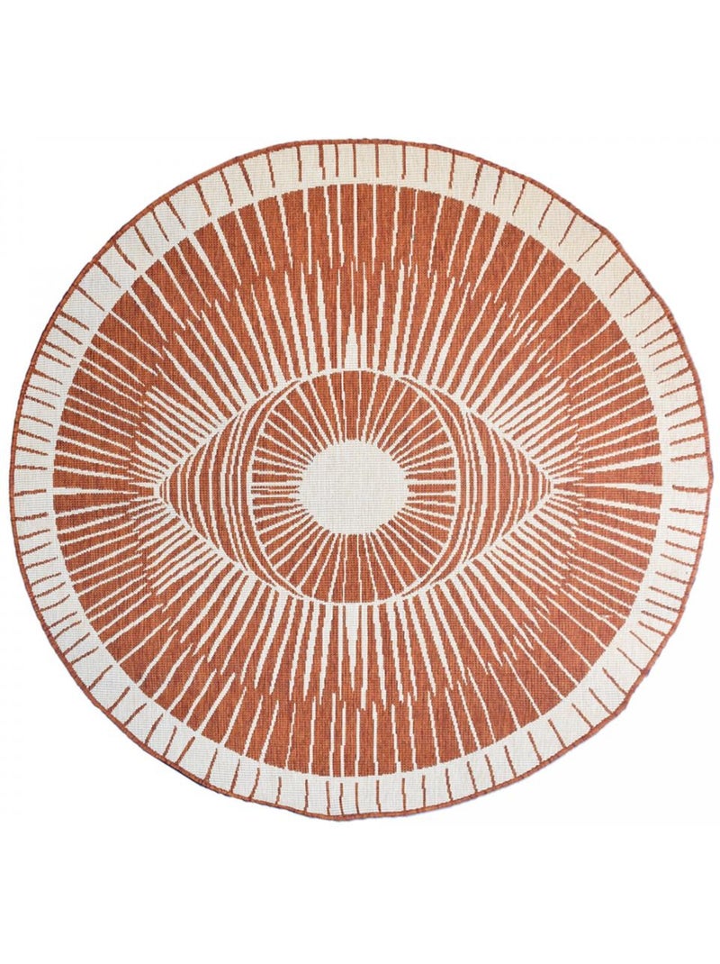 Tapis rond d'extérieur, kilim reversible LYN2 B ROND REVERSIBLE Orange - Kiabi