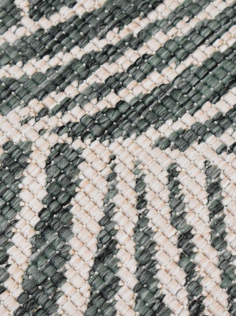 Tapis rond d'extérieur, kilim reversible LYN2 B ROND REVERSIBLE Vert - Kiabi