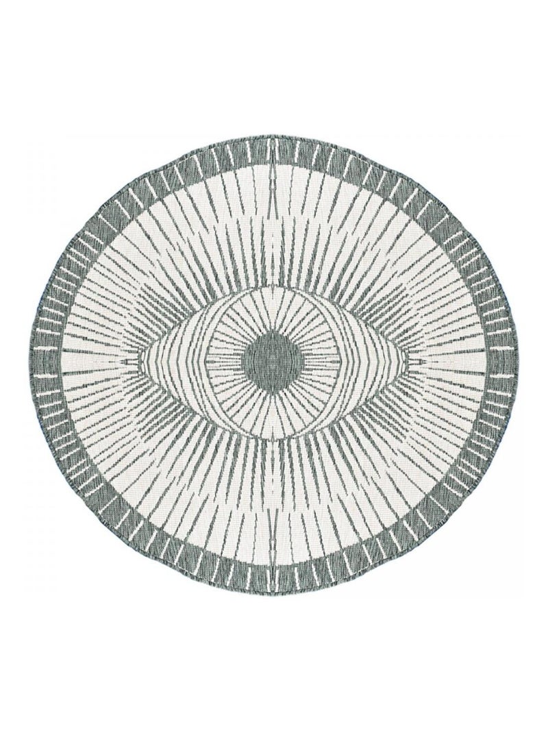 Tapis rond d'extérieur, kilim reversible LYN2 B ROND REVERSIBLE Vert - Kiabi