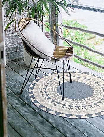 Tapis rond d'extérieur, kilim reversible LYN2 C ROND REVERSIBLE