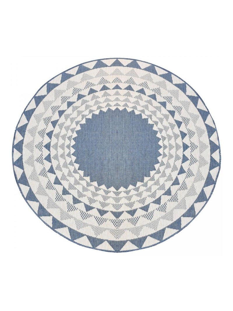 Tapis rond d'extérieur, kilim reversible LYN2 C ROND REVERSIBLE Bleu - Kiabi