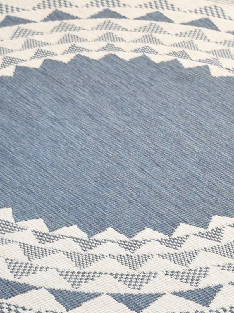 Tapis rond d'extérieur, kilim reversible LYN2 C ROND REVERSIBLE Bleu - Kiabi