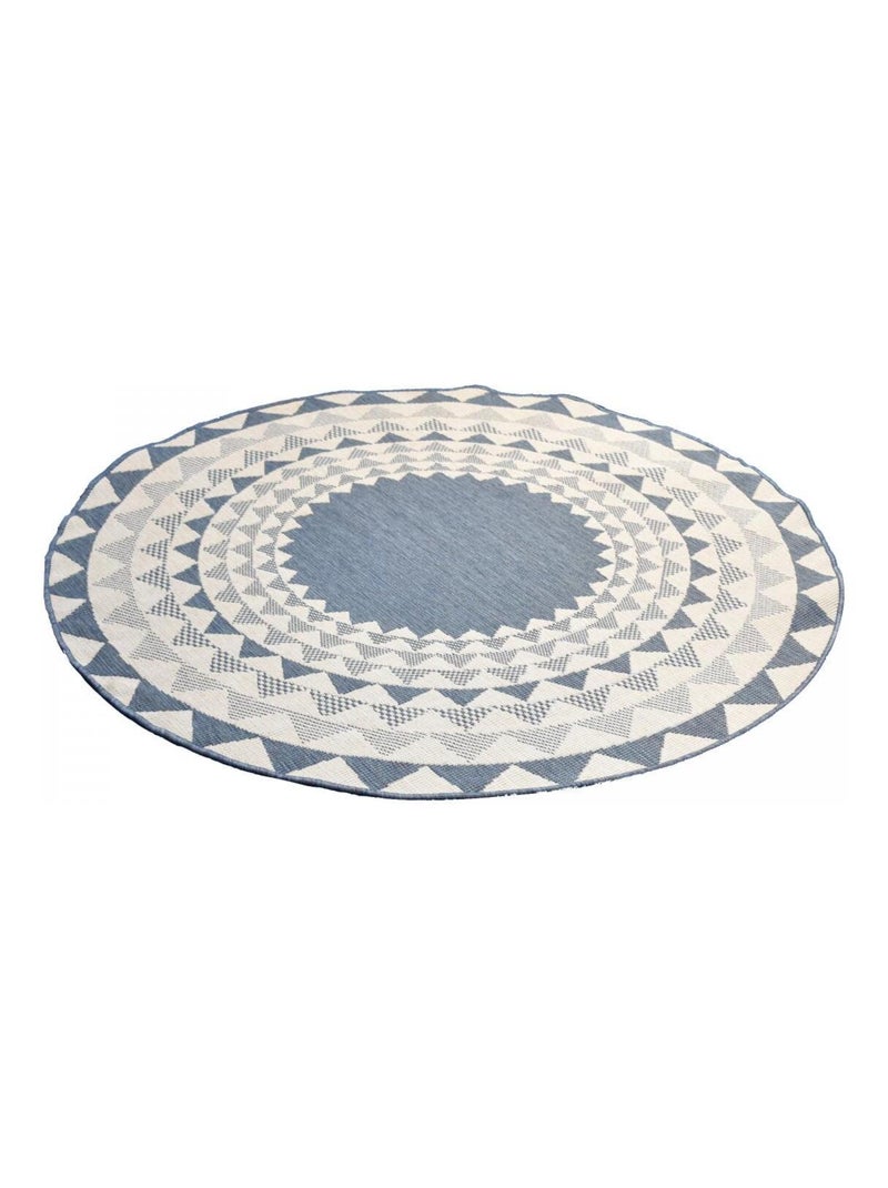 Tapis rond d'extérieur, kilim reversible LYN2 C ROND REVERSIBLE Bleu - Kiabi