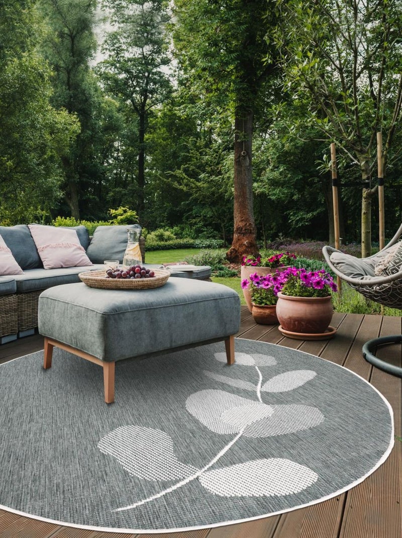 Tapis rond d'extérieur, kilim reversible LYN2 D Ecru - Kiabi