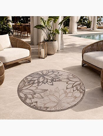 Tapis rond d'extérieur tissé kilim chimek