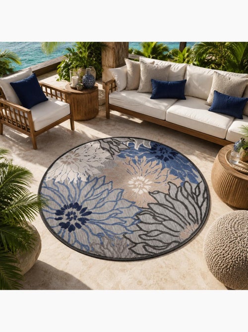 Tapis rond d'extérieur tissé kilim CHIMEKA - Kiabi Tapis rond d'extérieur tissé kilim CHIMEKA - Kiabi