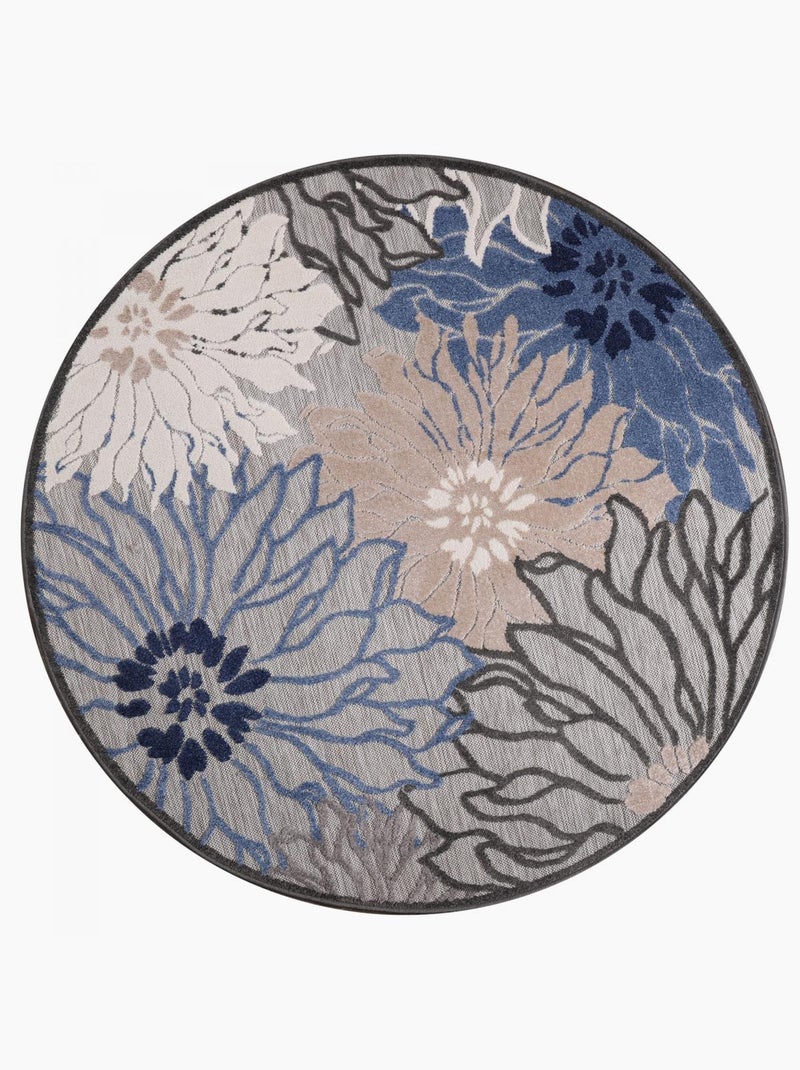 Tapis rond d'extérieur tissé kilim CHIMEKA Bleu - Kiabi