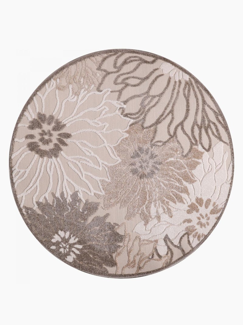Tapis rond d'extérieur tissé kilim CHIMEKA Ecru - Kiabi