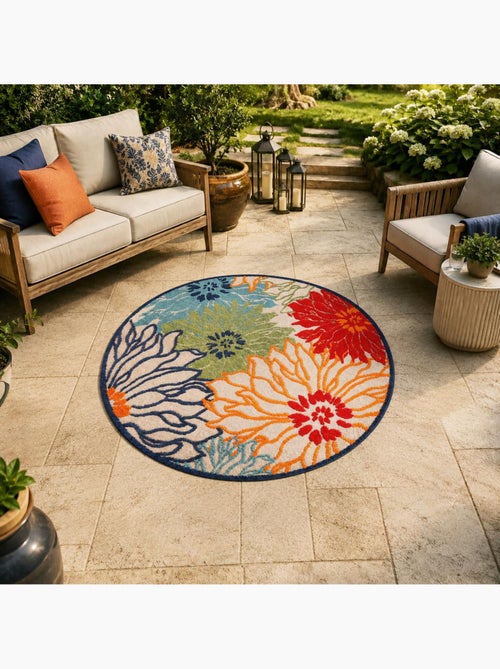 Tapis rond d'extérieur tissé kilim CHIMEKA - Kiabi Tapis rond d'extérieur tissé kilim CHIMEKA - Kiabi