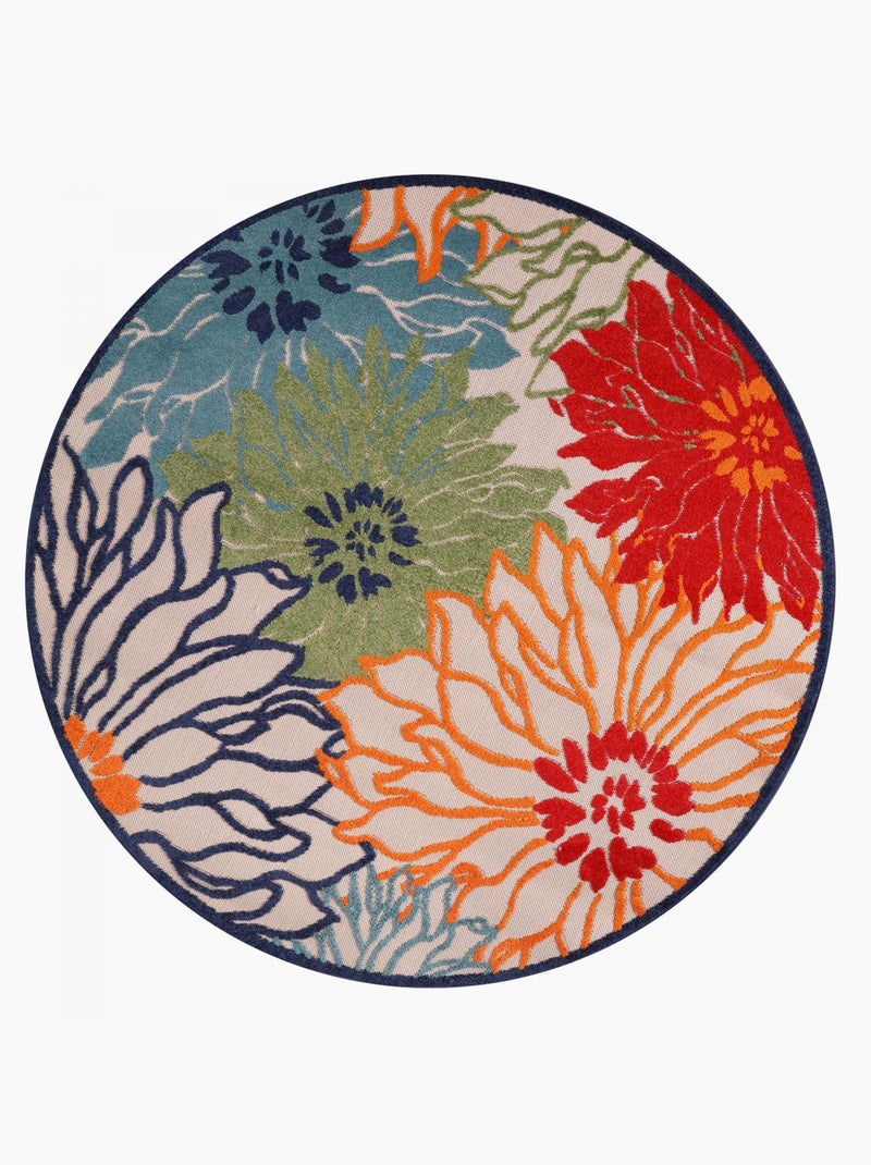 Tapis rond d'extérieur tissé kilim CHIMEKA Multicolore - Kiabi