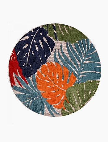 Tapis rond d'extérieur tissé kilim CHIMEKI