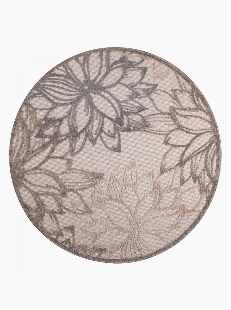 Tapis rond d'extérieur tissé kilim CHIMEKO Ecru - Kiabi