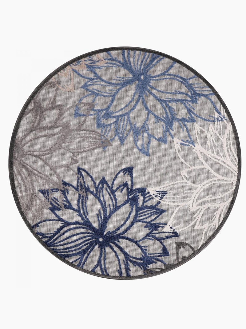 Tapis rond d'extérieur tissé kilim CHIMEKO Gris - Kiabi