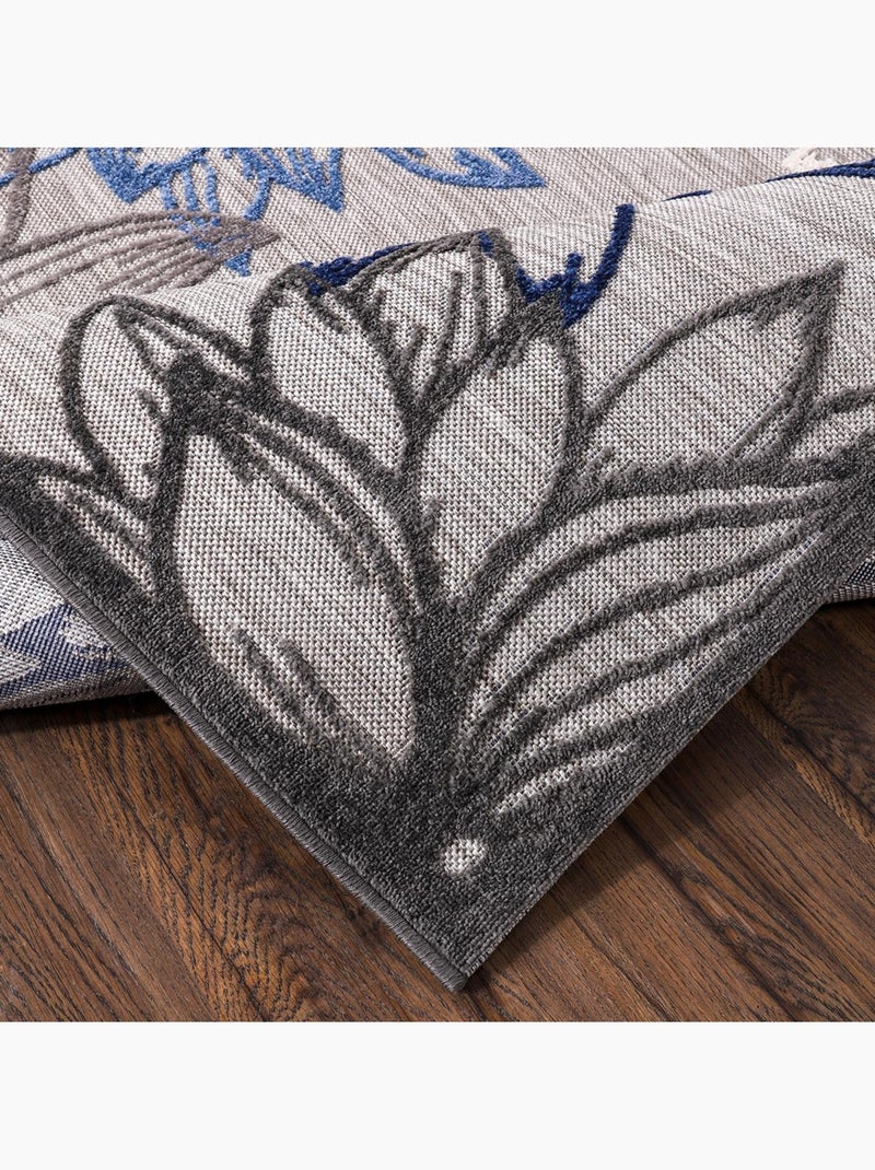 Tapis rond d'extérieur tissé kilim CHIMEKO Gris - Kiabi