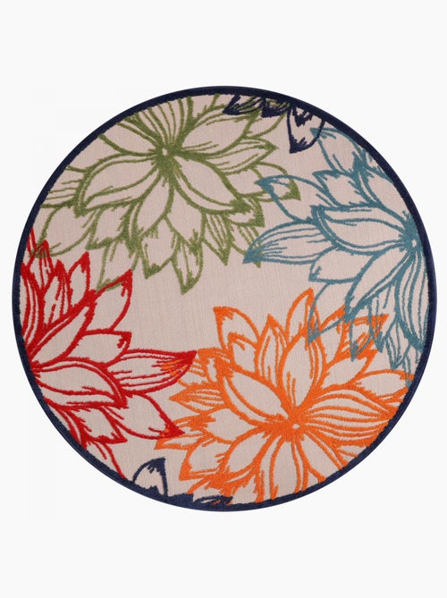 Tapis rond d'extérieur tissé kilim CHIMEKO - Kiabi Tapis rond d'extérieur tissé kilim CHIMEKO - Kiabi