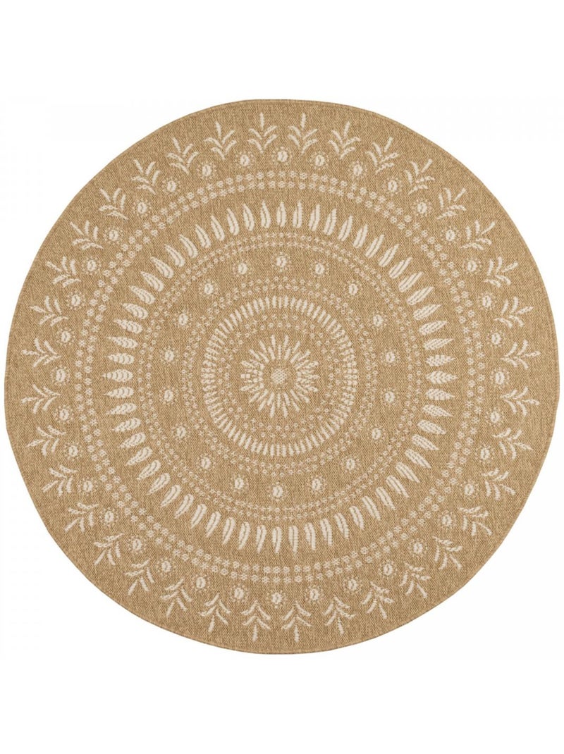 Tapis rond d'extérieur tissé kilim JUTE ART 6 Beige - Kiabi