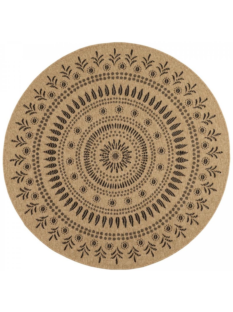 Tapis rond d'extérieur tissé kilim JUTE ART 6 Noir - Kiabi
