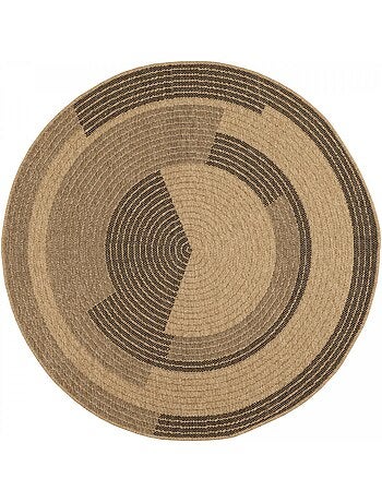 Tapis rond d'extérieur tissé kilim jute art 7