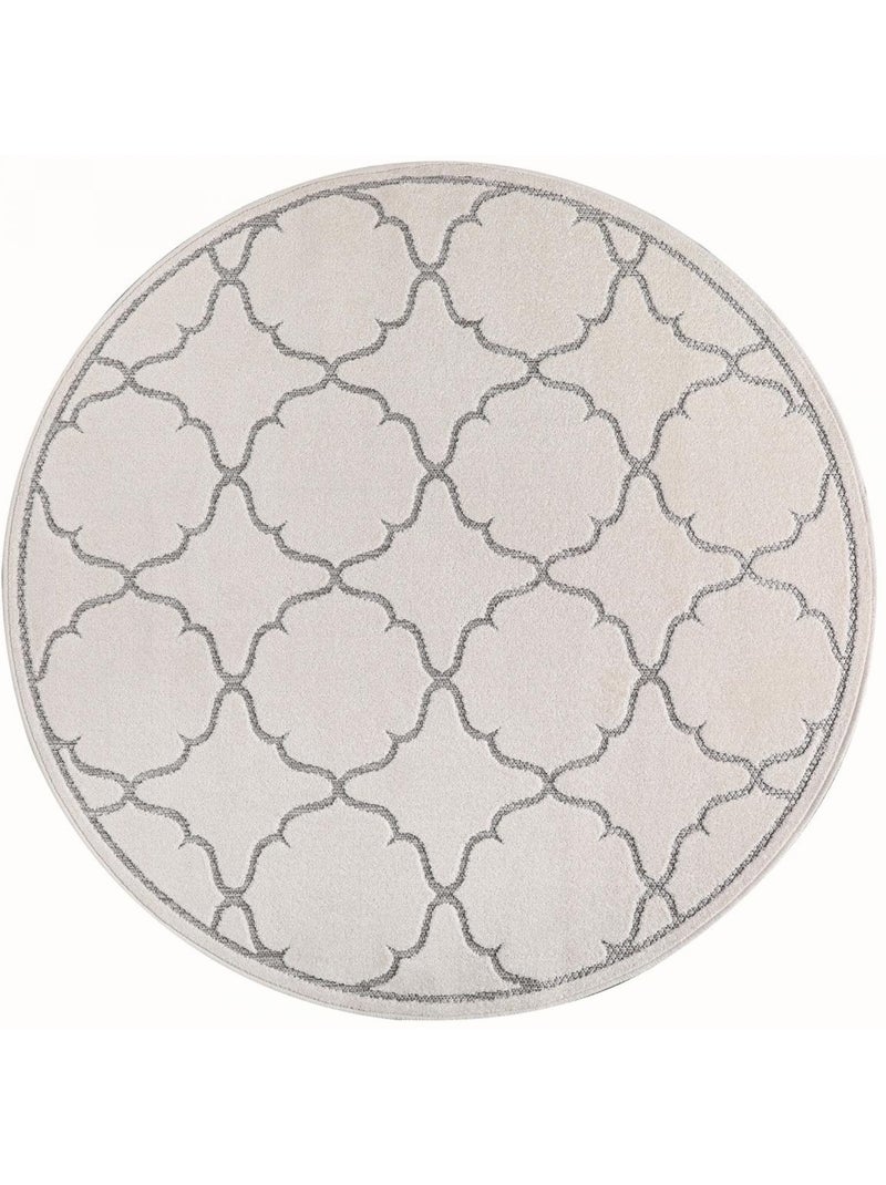 Tapis rond d'extérieur tissé kilim KUMA Ecru - Kiabi