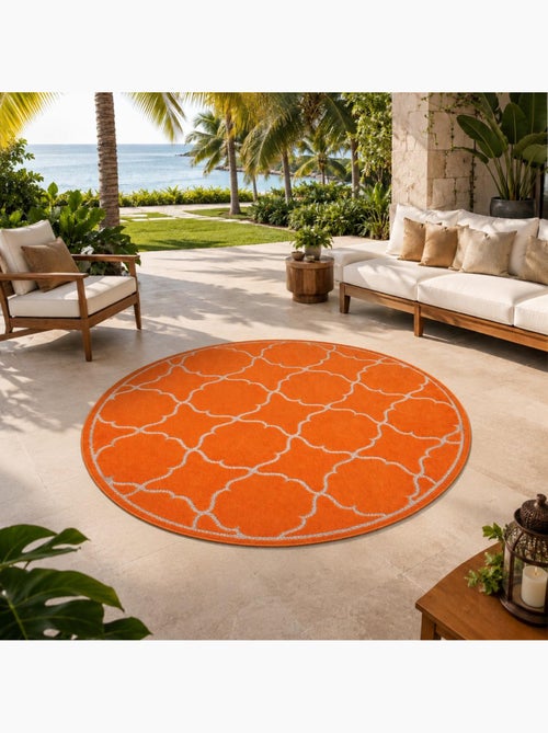 Tapis rond d'extérieur tissé kilim KUMA - Kiabi