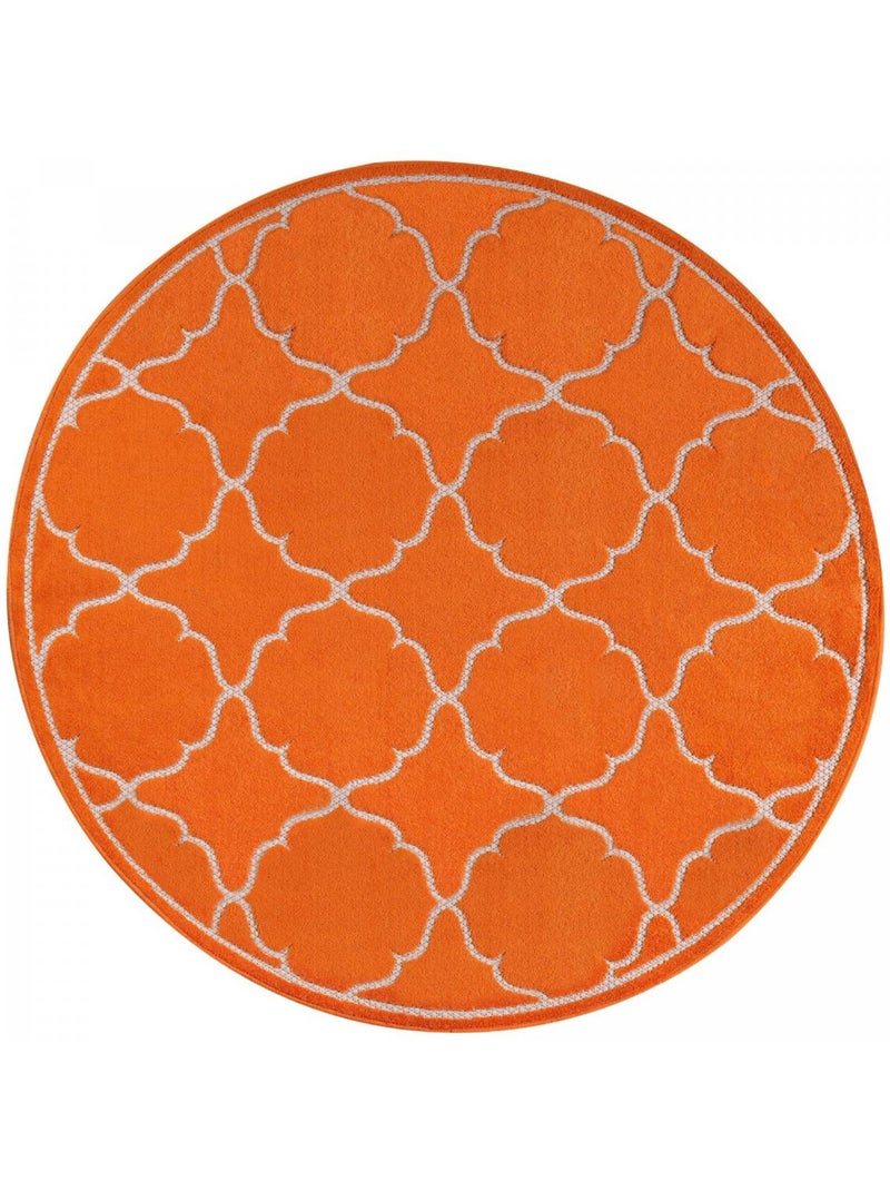 Tapis rond d'extérieur tissé kilim KUMA Orange - Kiabi