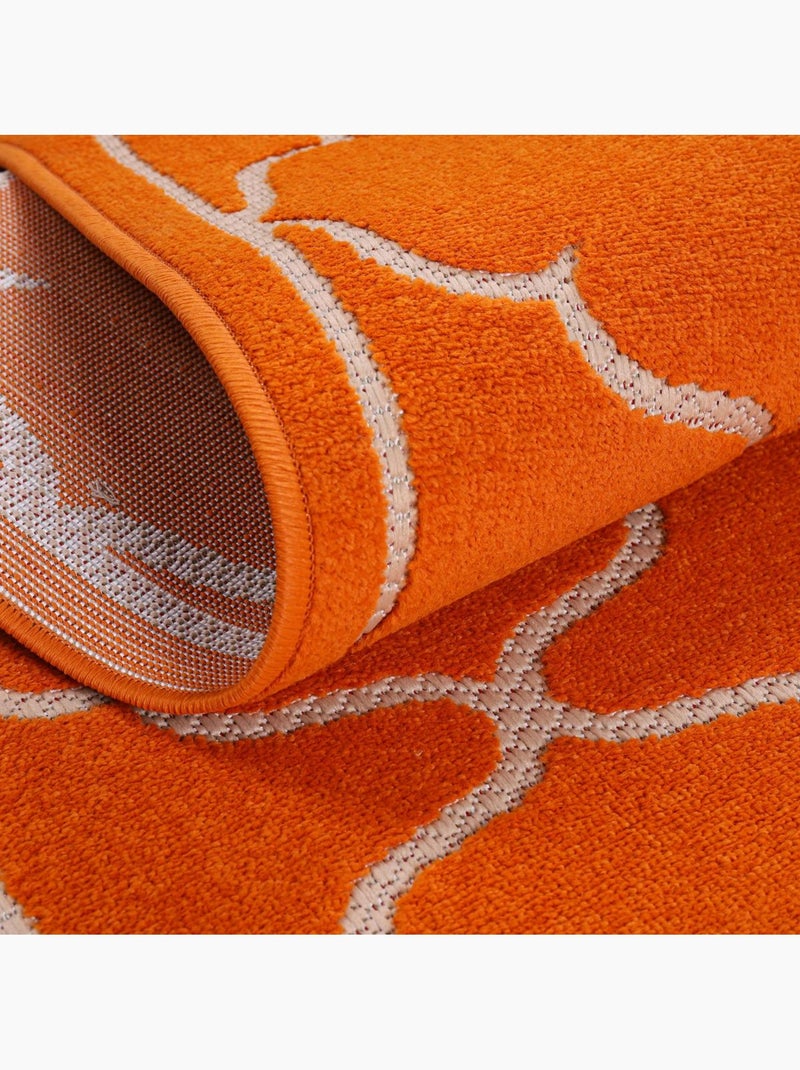 Tapis rond d'extérieur tissé kilim KUMA Orange - Kiabi