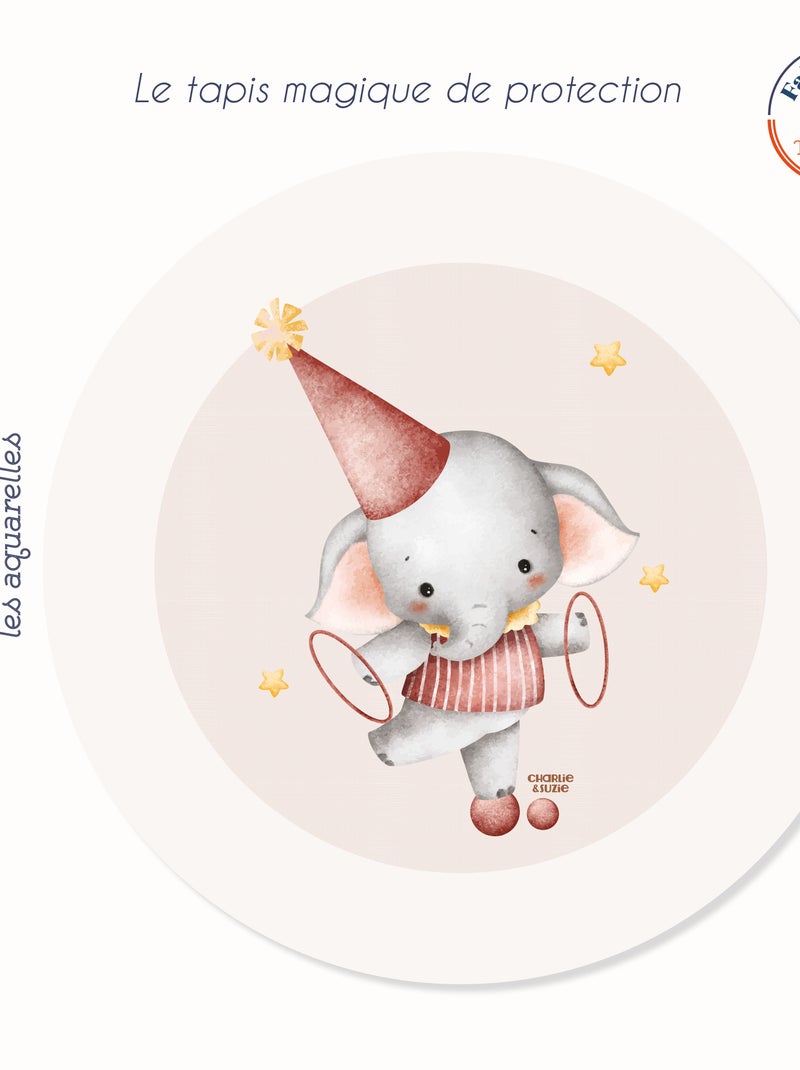 Tapis rond Elephant Multicolore - Kiabi