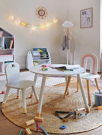 Tapis rond en coton et pompons