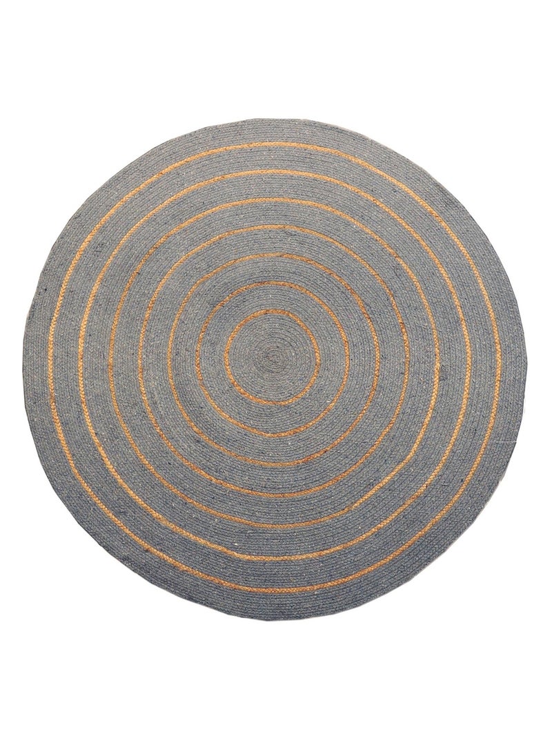 Tapis rond en coton tressé, effet jute rayé, Dylrev Gris - Kiabi