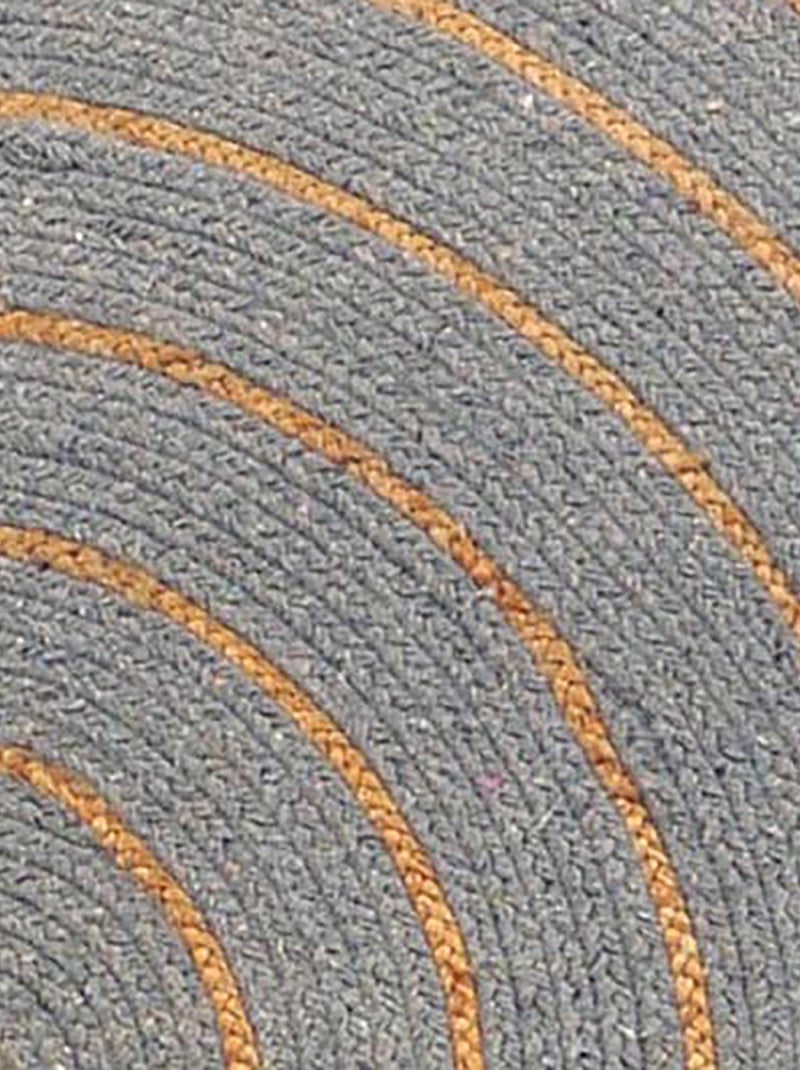 Tapis rond en coton tressé, effet jute rayé, Dylrev Gris - Kiabi