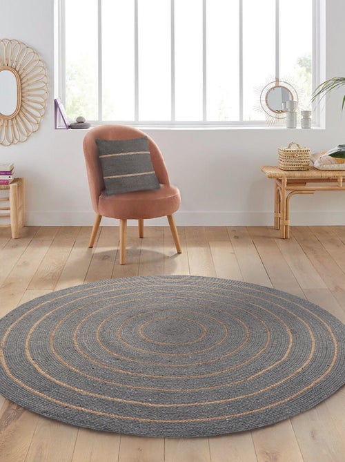 Tapis rond en coton tressé, effet jute rayé, Dylrev - Kiabi