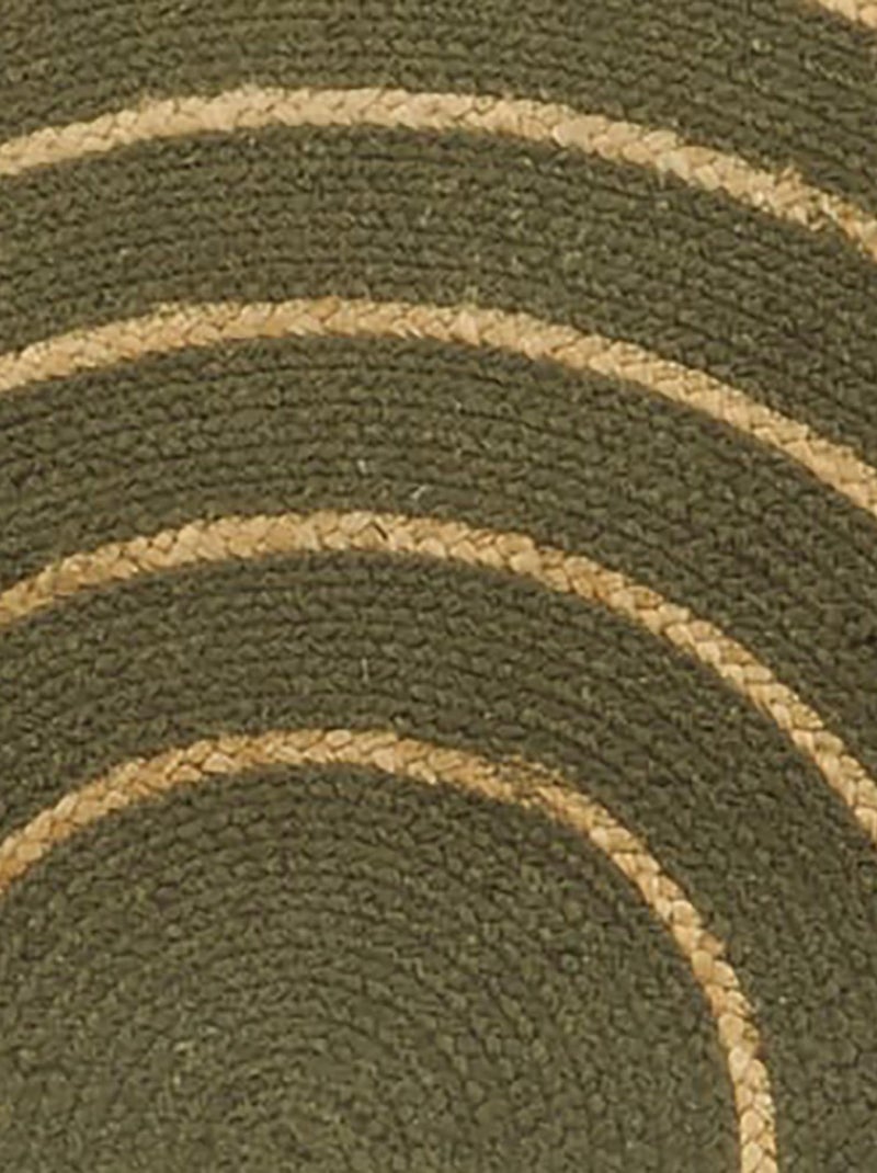 Tapis rond en coton tressé, effet jute rayé, Dylrev Kaki - Kiabi
