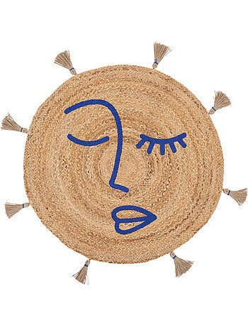 Tapis rond en jute à pompons soleya