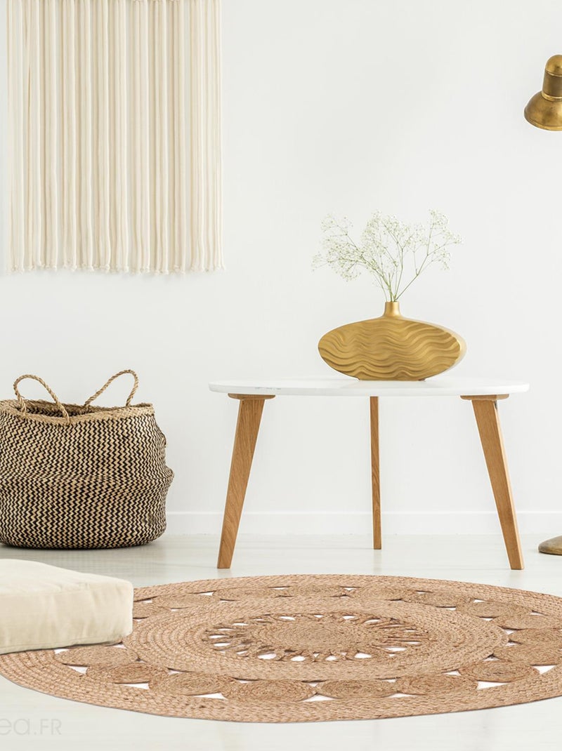 Tapis rond en jute collection NÎMES Beige - Kiabi