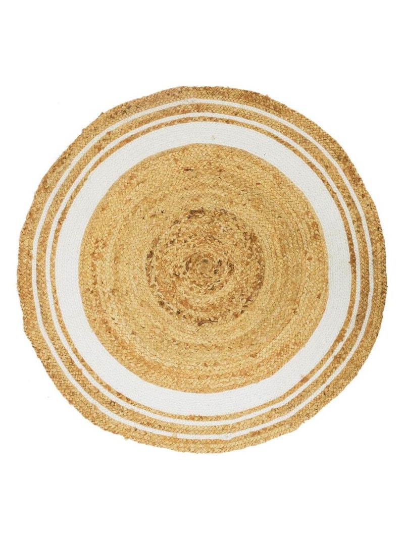Tapis rond en Jute coton Blanc Blanc - Kiabi