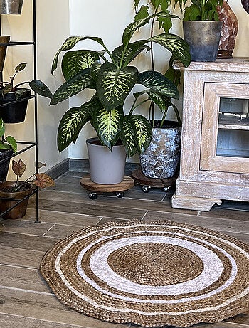 Tapis rond en jute et coton