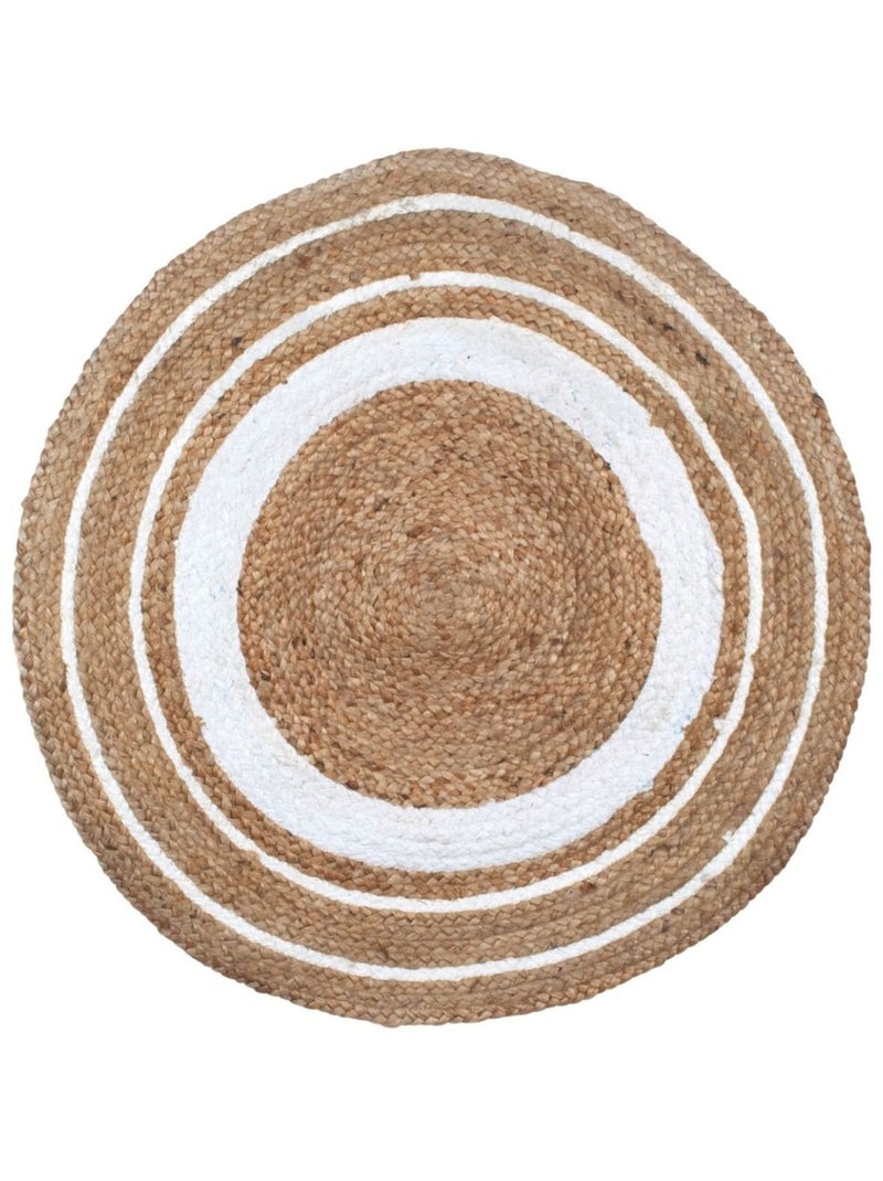 Tapis rond en jute et coton Beige - Kiabi