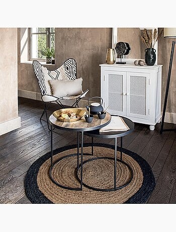 Tapis rond en jute et coton kahi