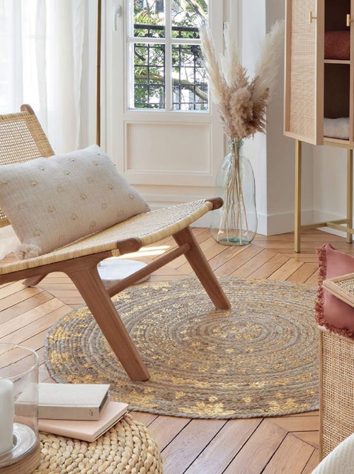Tapis rond en jute Gold Shine - Kiabi