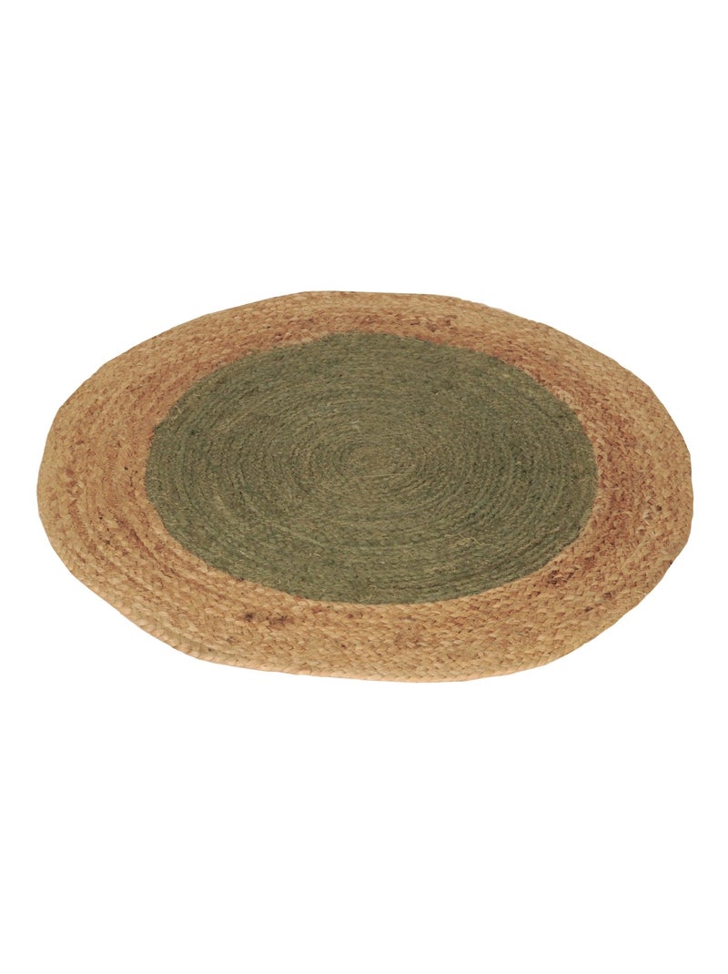 Tapis rond en jute tressé, bicolore, Dylrev Kaki - Kiabi